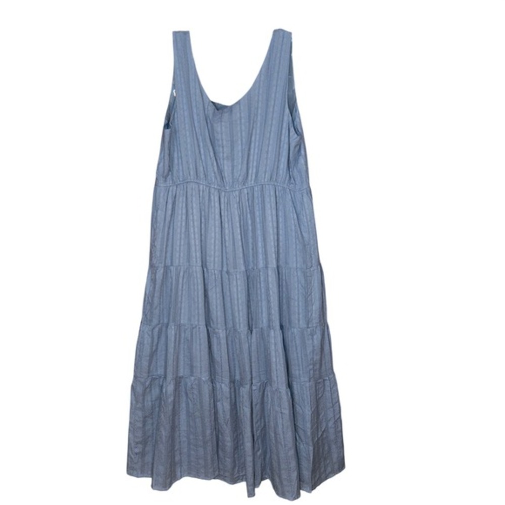 ZESICA Womens XL Blue Eyelet Tiered Midi Dress Sleeveless Square Neck Boho New